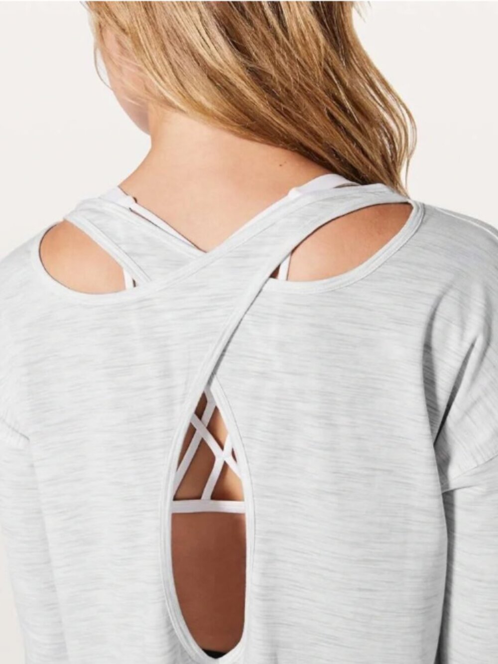 LULULEMON Back Into It Top Gray White 10 Long Sleeve - Picture 2 of 6